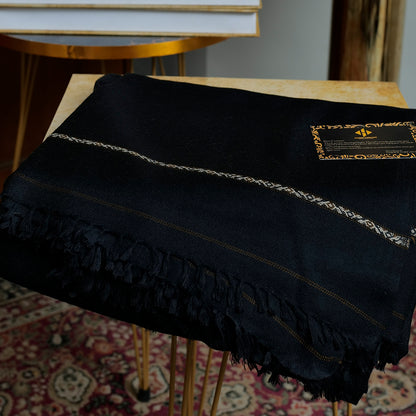 Premium 100% Lambswool Shawl (72 single) Jet black