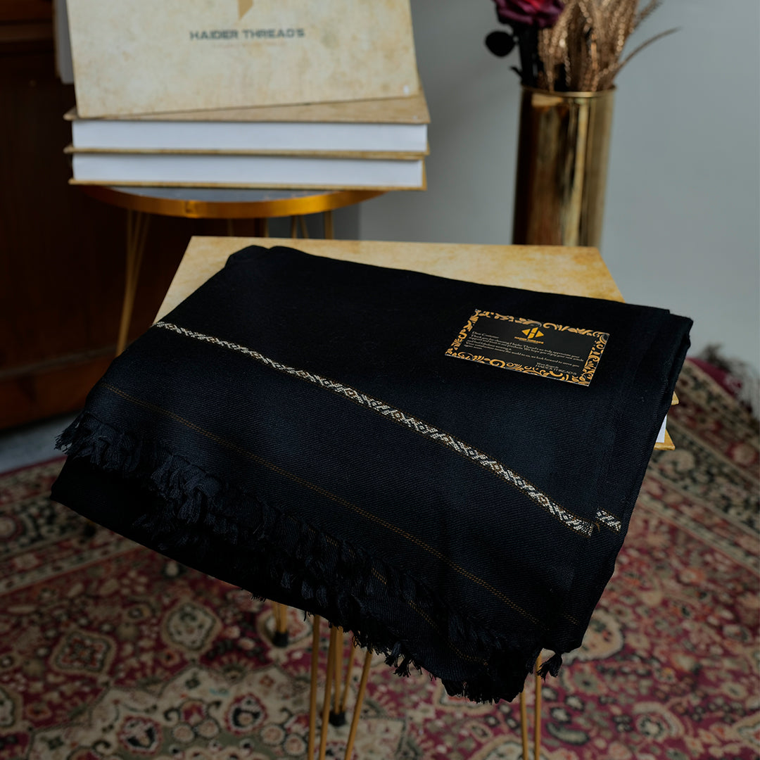 Premium 100% Lambswool Shawl (72 single) Jet black