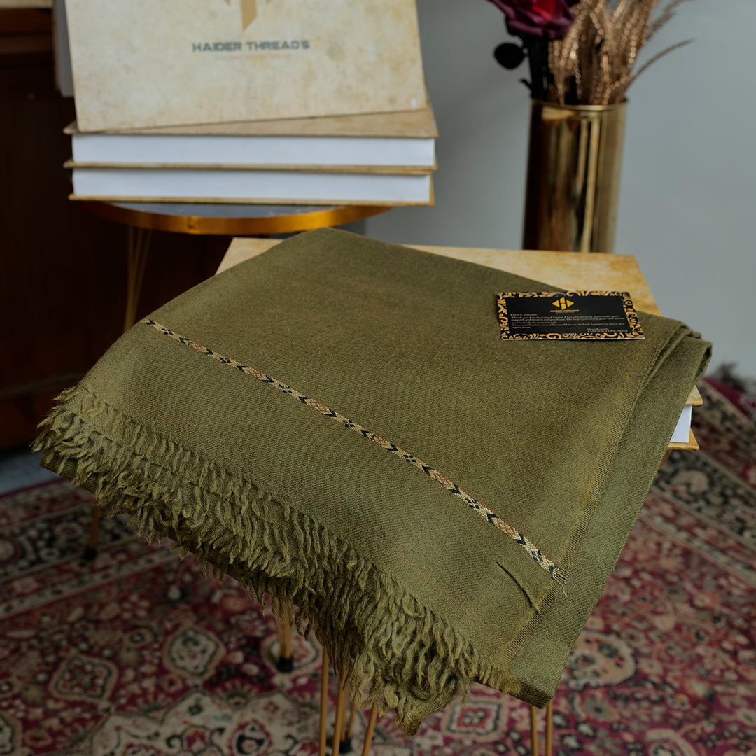 Royal Lux 100% Pashmina Lambswool Shawl (72 double) Olive green