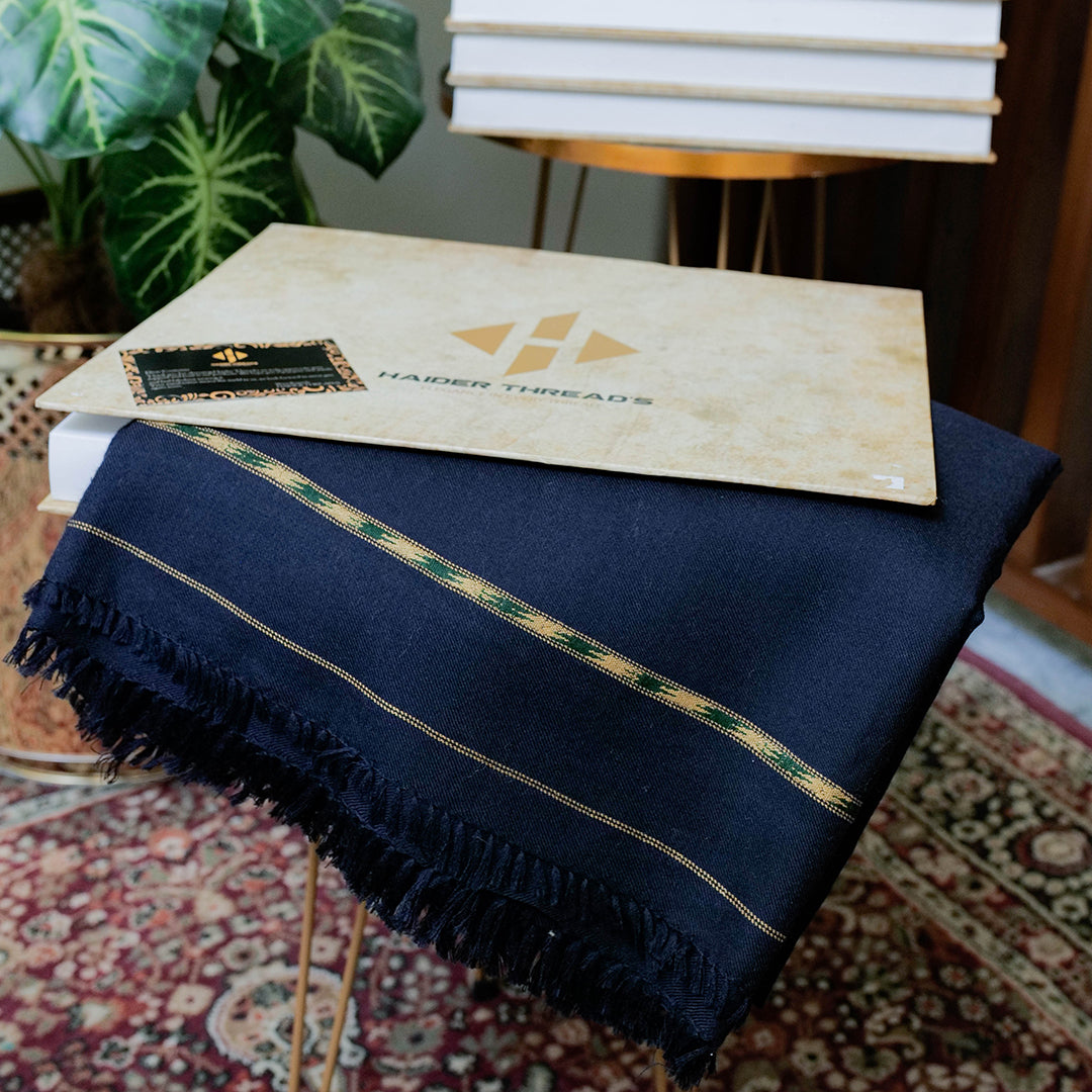 Premium 100% Lambswool Shawl (72 single) Navy Blue